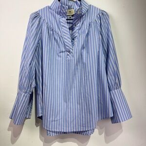 Tuckernuck Blue Striped Button Down Henley